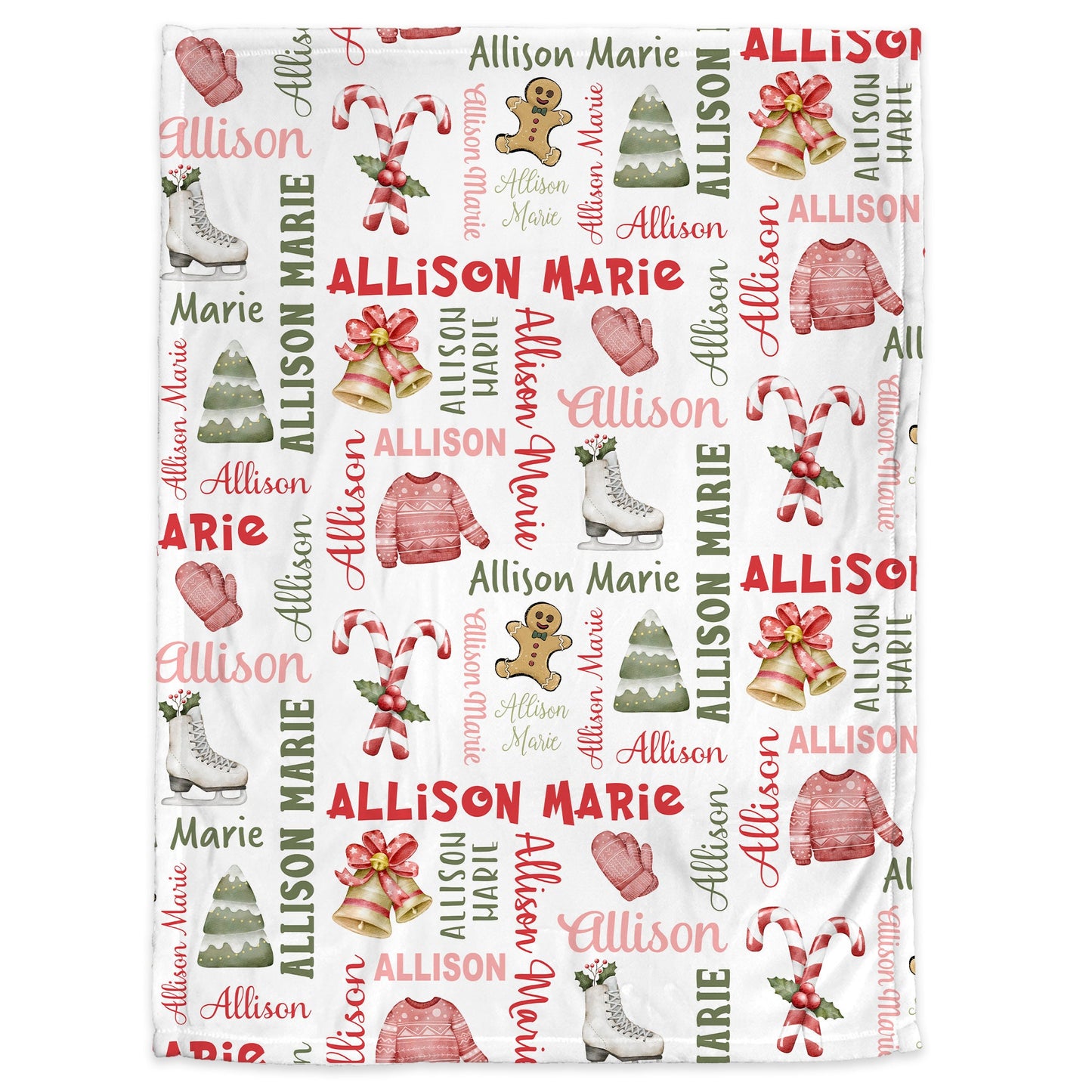 Personalized Christmas Baby Name Blanket Girl