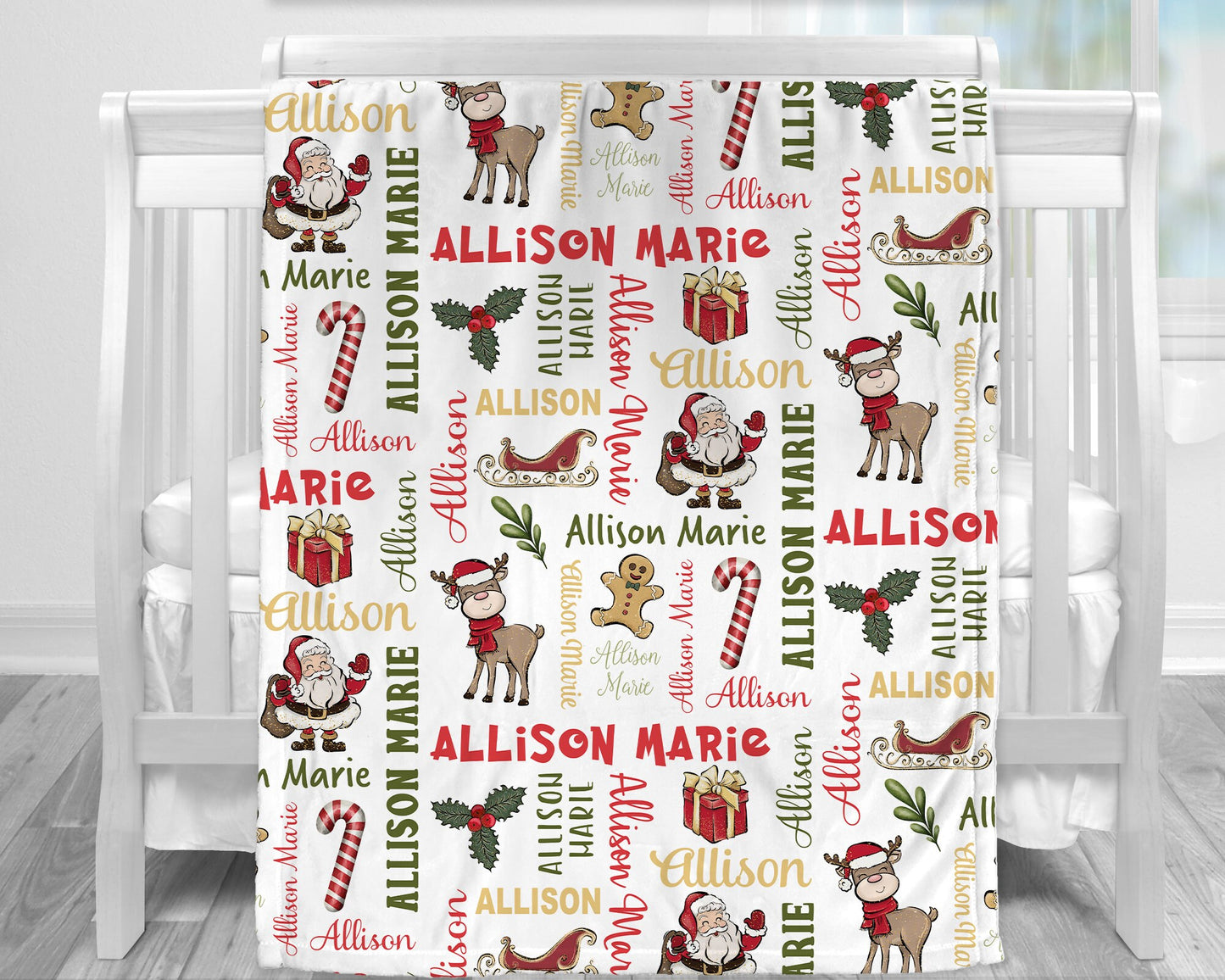 Personalized Christmas Baby Name Blanket Girl