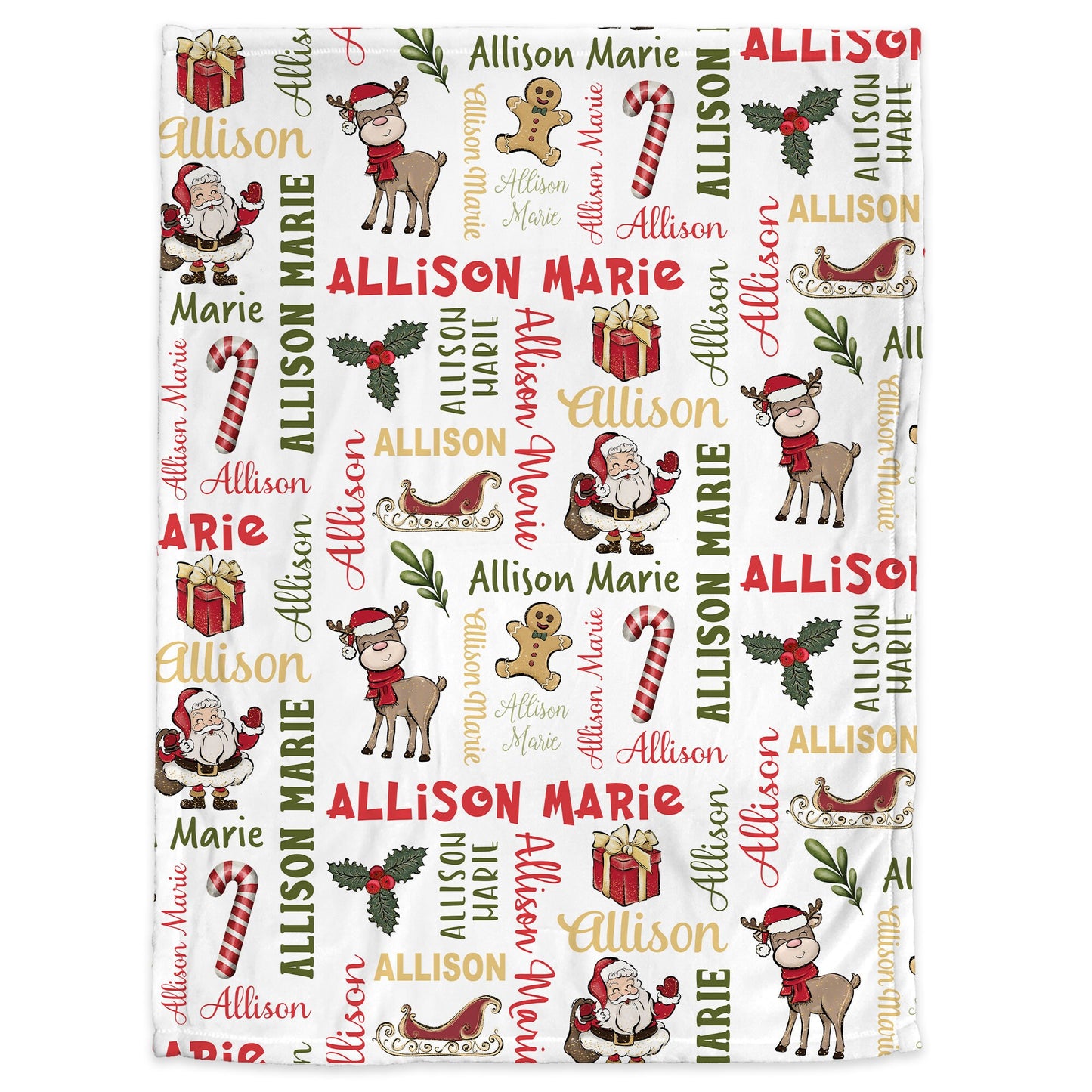Personalized Christmas Baby Name Blanket Girl