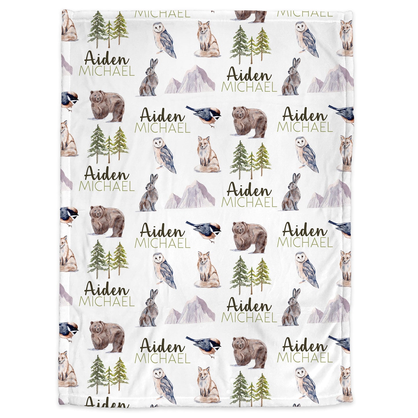 Personalized Forest Animals Baby Name Blanket Boy