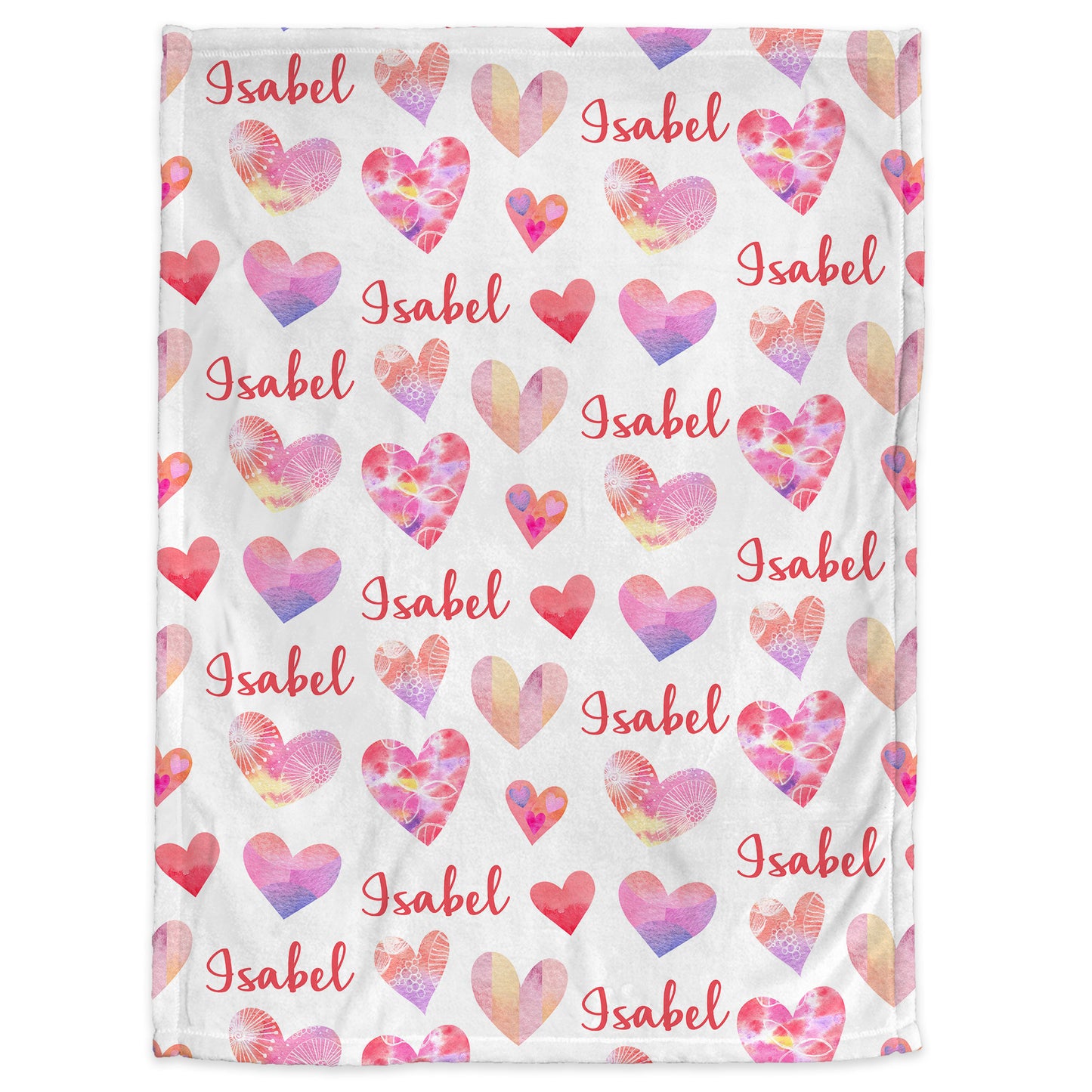 Personalized Hearts Valentines Baby Name Blanket Girl