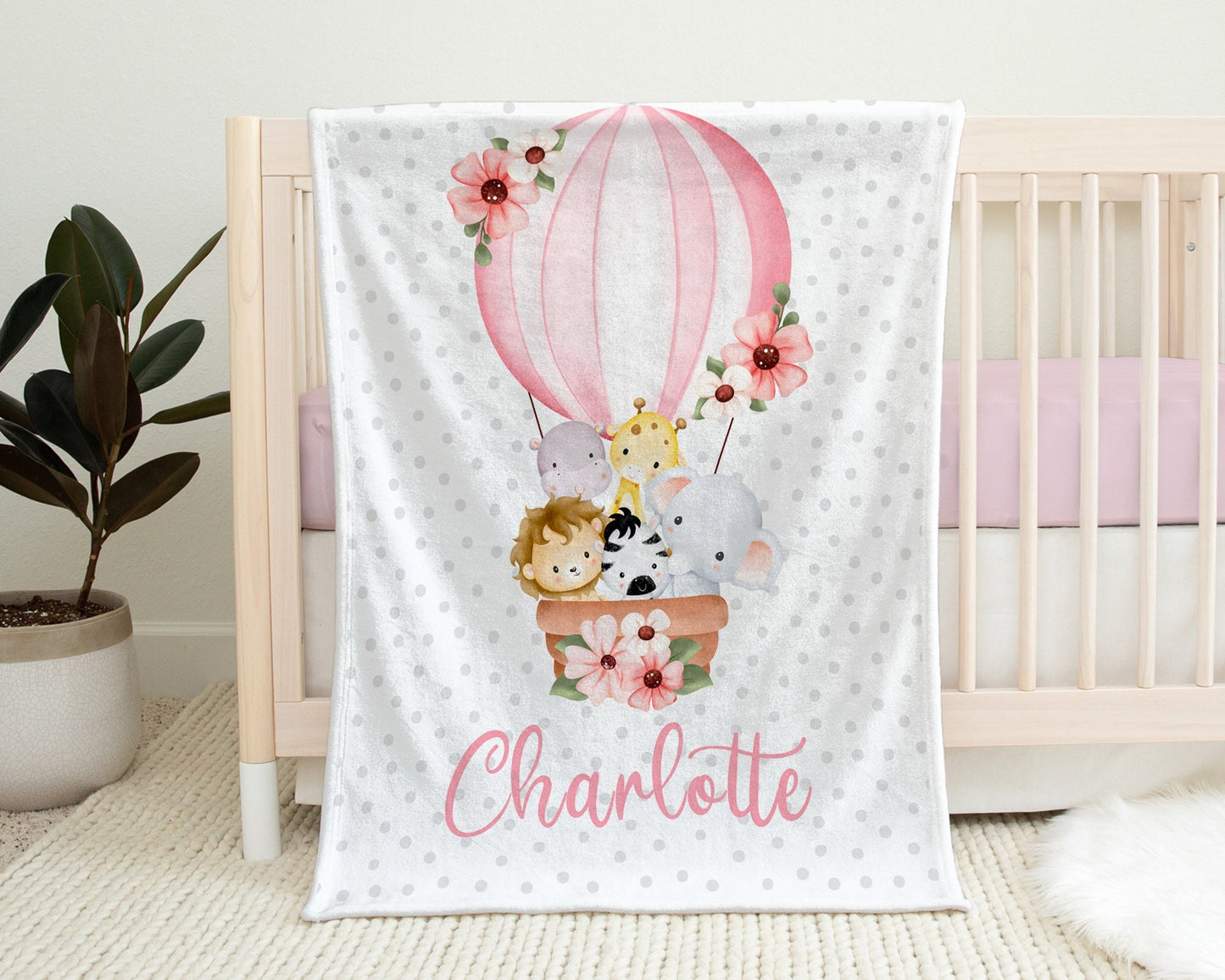 Safari Animals baby blanket, personalized newborn safari animal blanket, baby name swaddle, safari baby girl safari gift