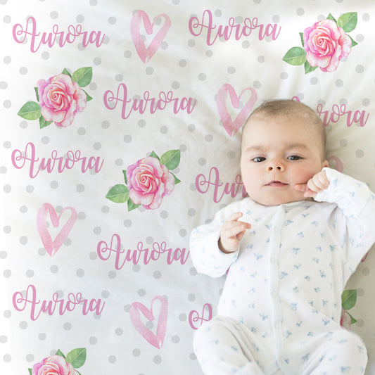 Personalized Valentines Day Baby Name Blanket Girl