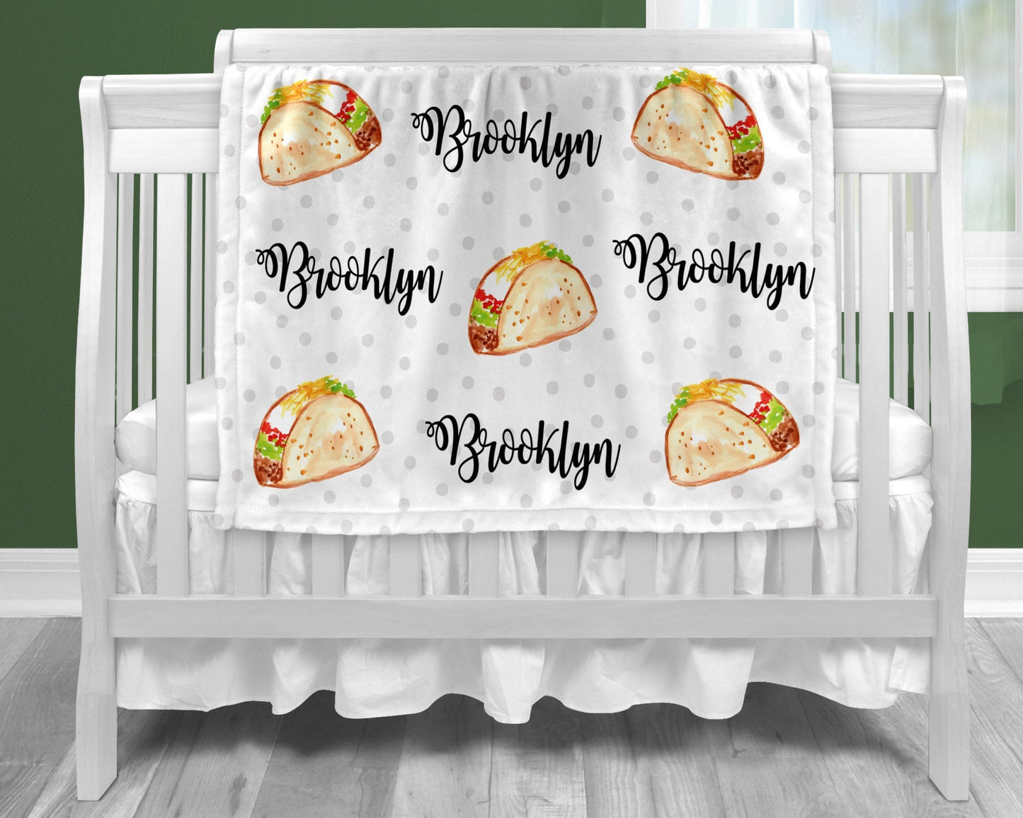 Personalized Tacos Baby Name Blanket Girl