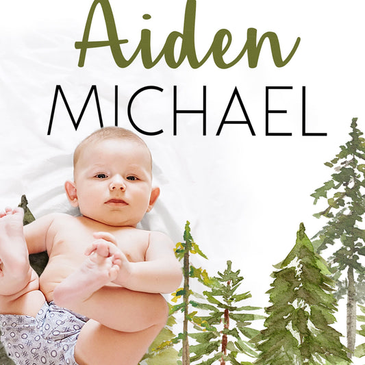Personalized Baby Boys Blanket with Forest Pine Trees and Name