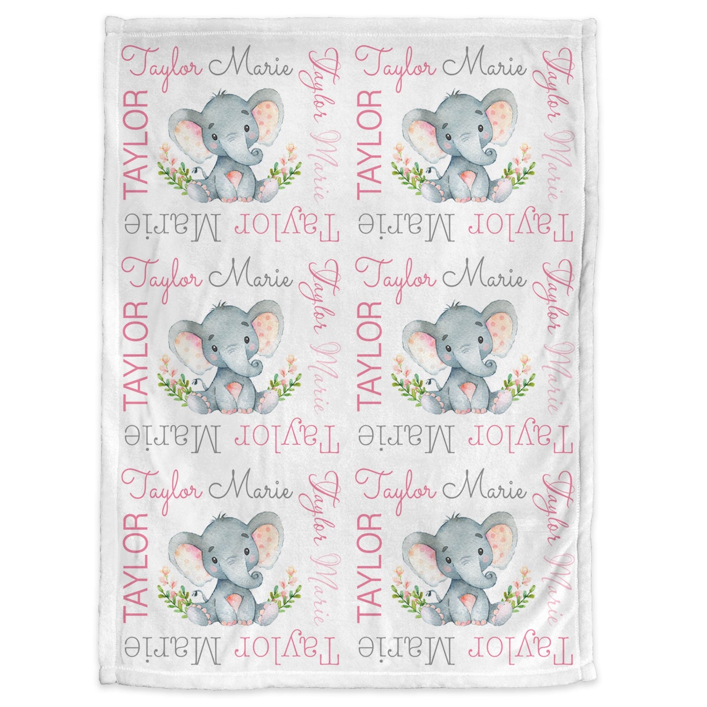Personalized Elephant Baby Name Blanket