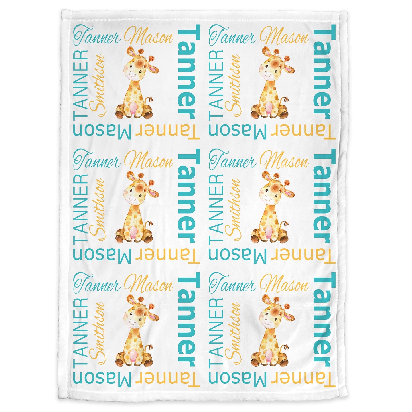 Personalized Giraffe Baby Name Blanket