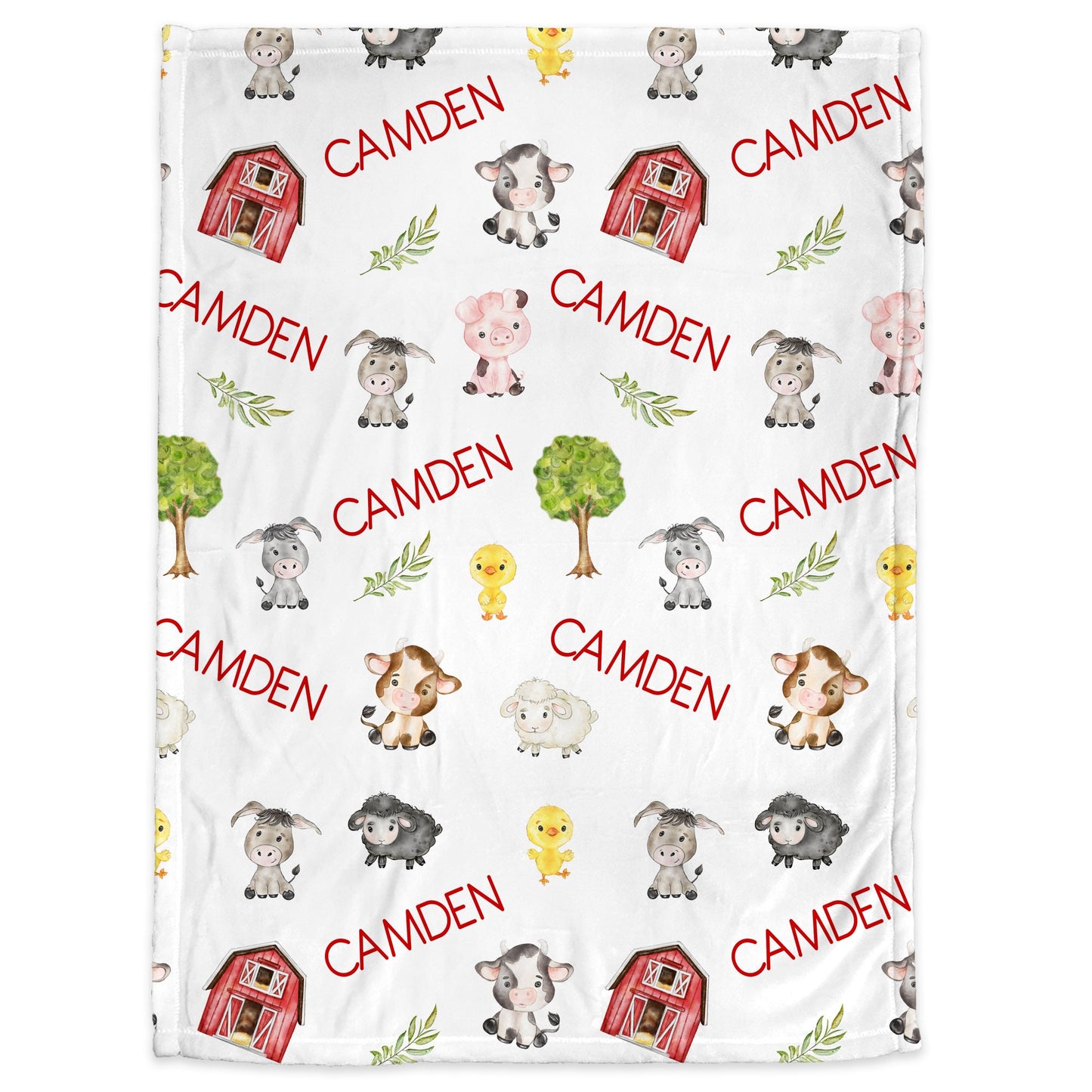 Personalized Farm animals baby name blanket