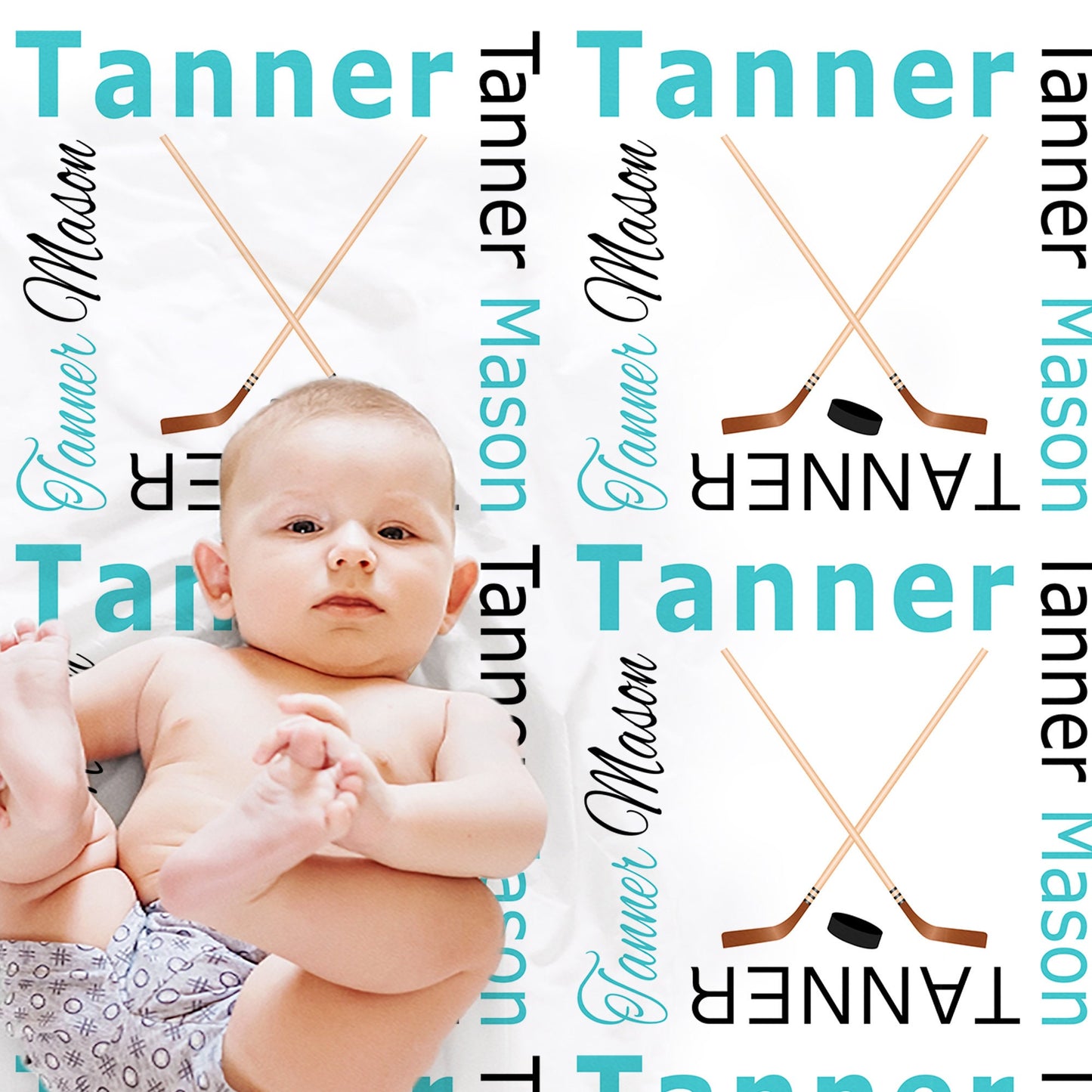 Personalized Hockey baby name blanket
