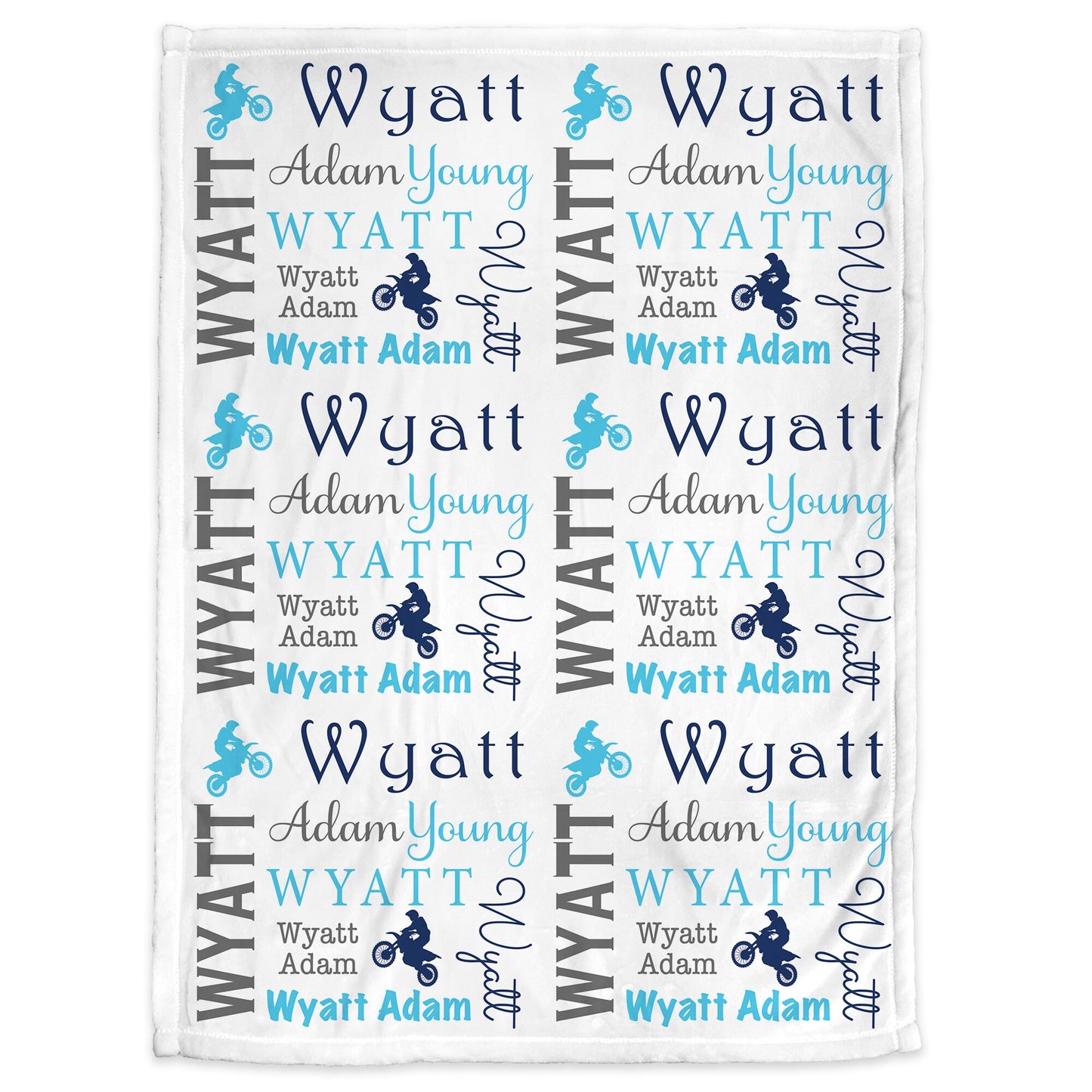 Personalized Motocross Baby Name Blanket Blue