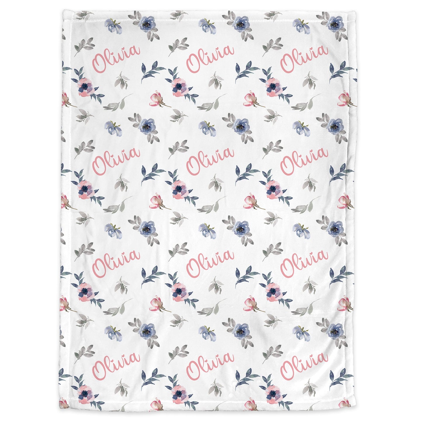 Personalized Flowers Baby Name Blanket Girl