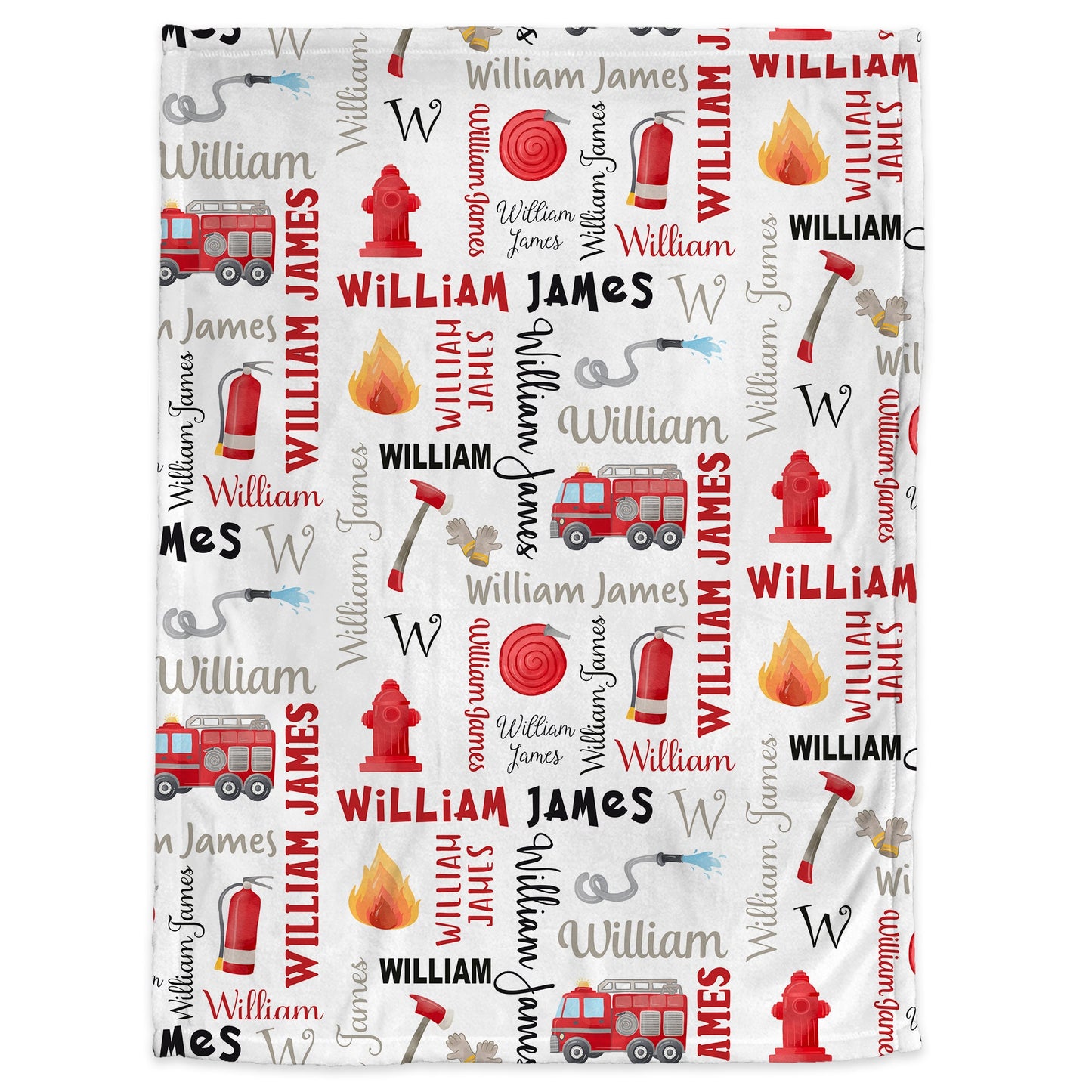 Personalized Firetruck Baby Name Blanket Boy