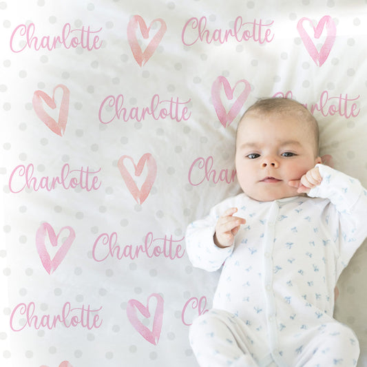Personalized Valentines Day Baby Name Blanket Girl