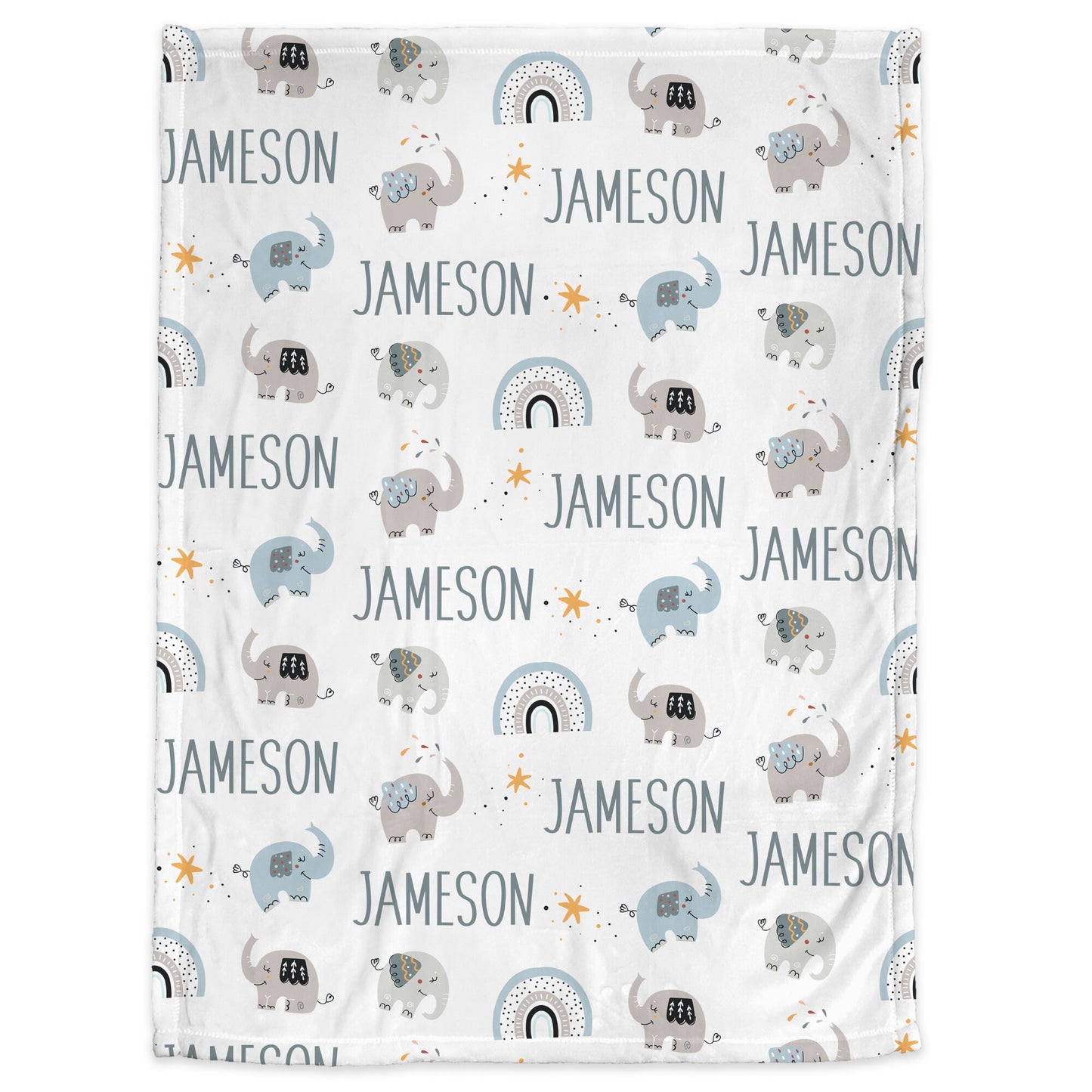 Personalized Boho Elephant baby name blanket