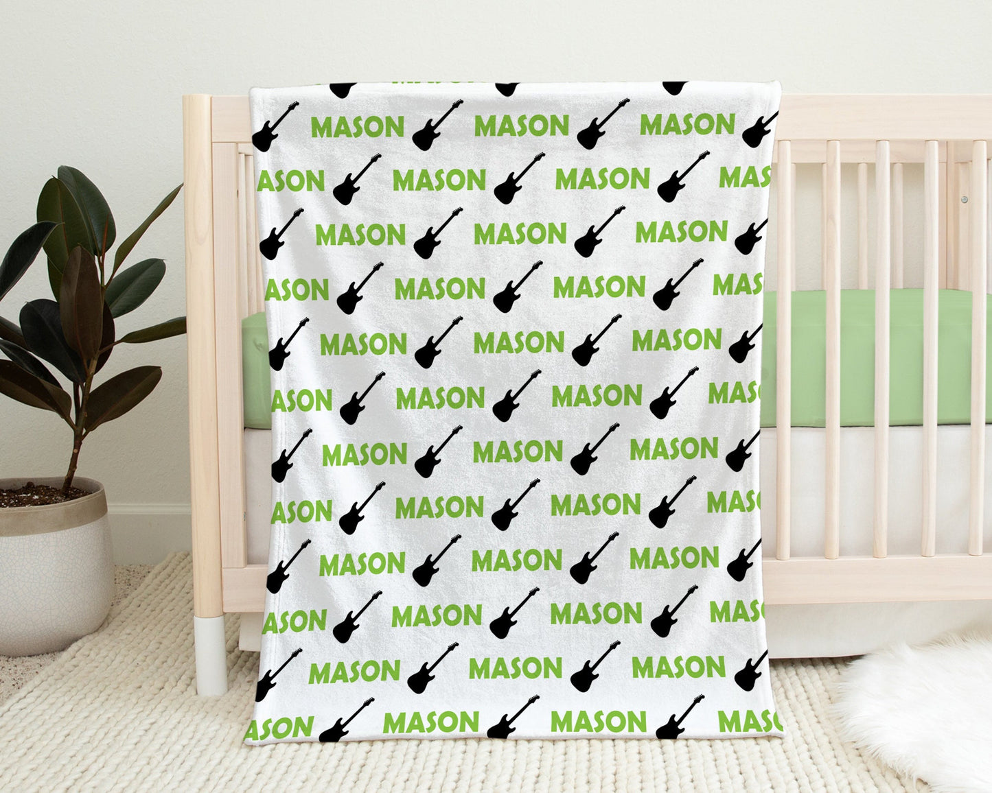 Personalized Guitar Baby Name Blanket personalized
