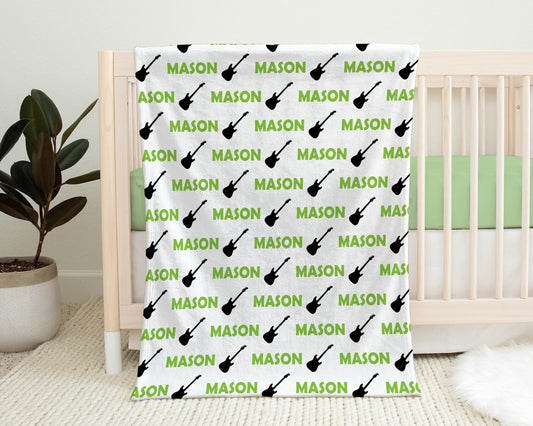 Personalized Guitar Baby Name Blanket personalized