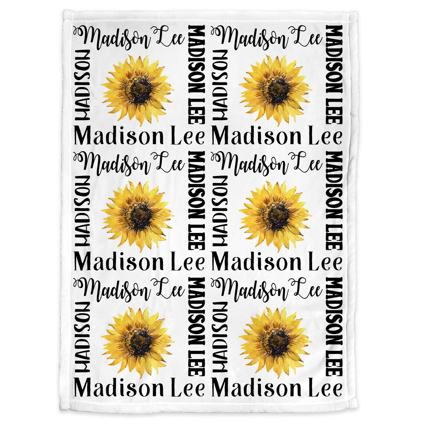 Personalized Sunflowers Baby Name Blanket Girl