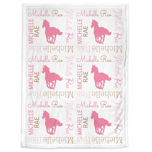 Personalized Wild Horse Baby Name Blanket Girl