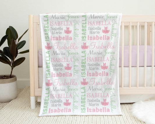 Personalized Ballet Baby Name Blanket Ballerina Girl