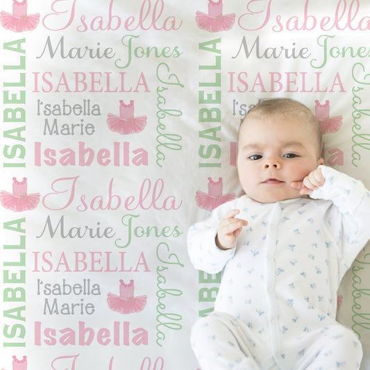 Personalized Ballet Baby Name Blanket Ballerina Girl