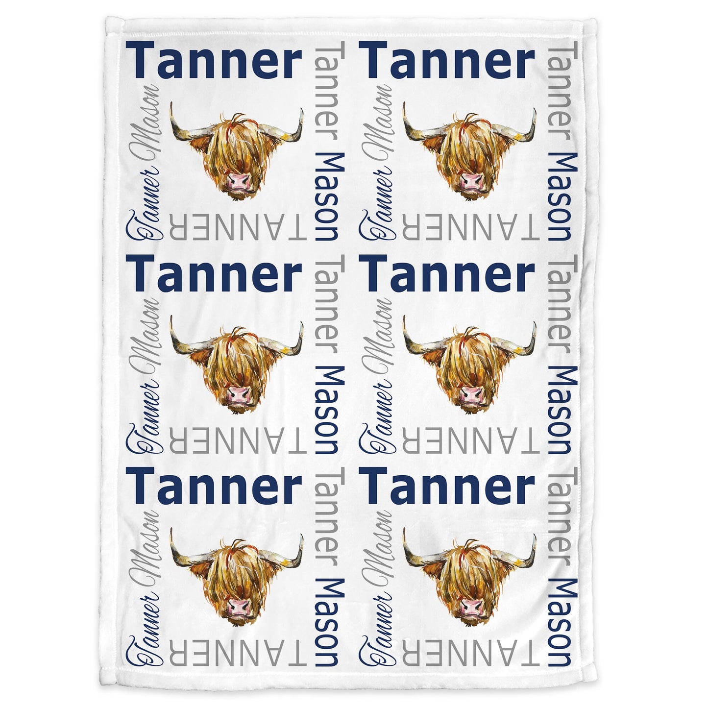 Personalized Baby boy highland cow blanket