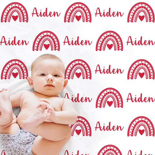 Personalized Valentine's Heart baby name blanket