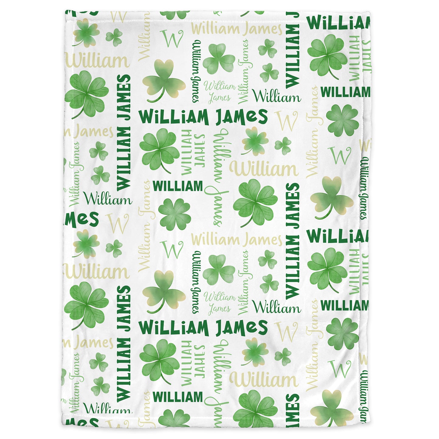 Personalized Shamrock Baby Name Blanket
