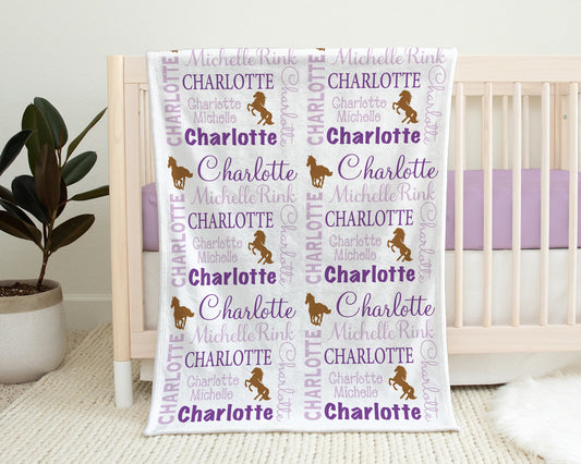 Personalized Horse Baby Name Blanket