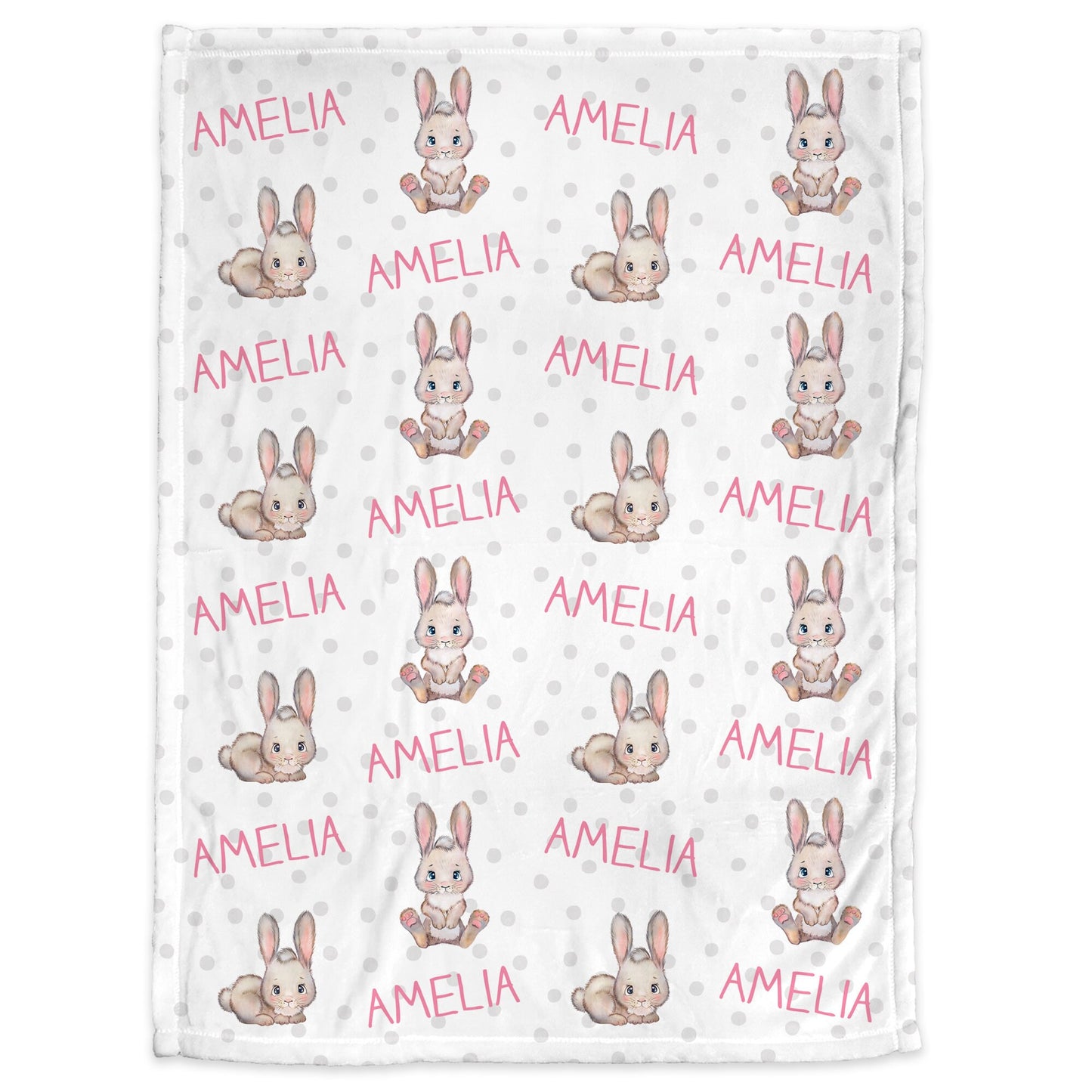 Personalized Rabbit Baby Name Blanket