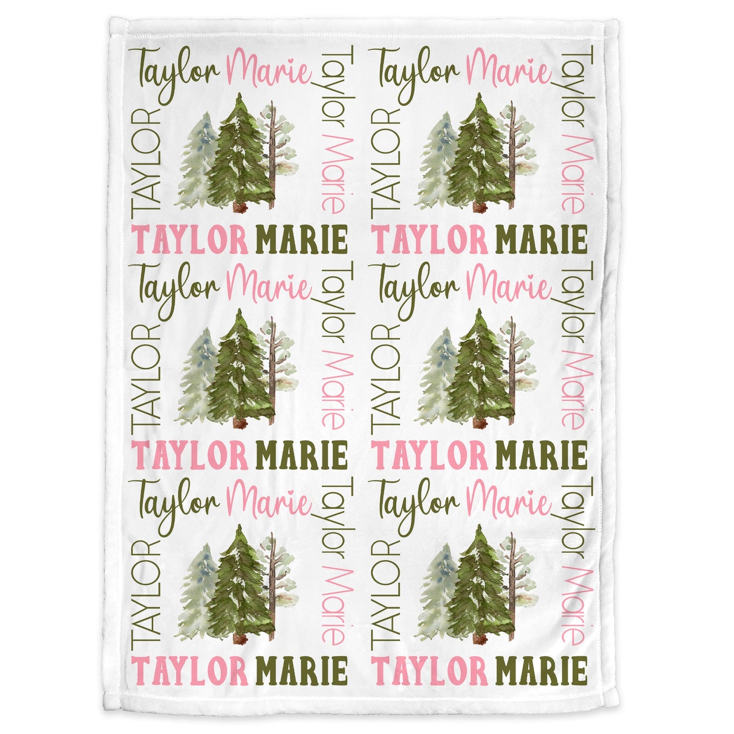Personalized Forest Baby Name Blanket Girl