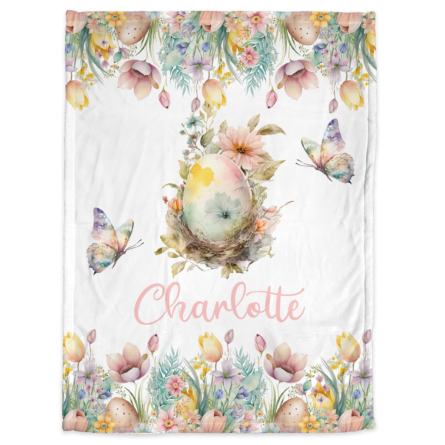 Personalized Easter Baby Name Blanket Girl