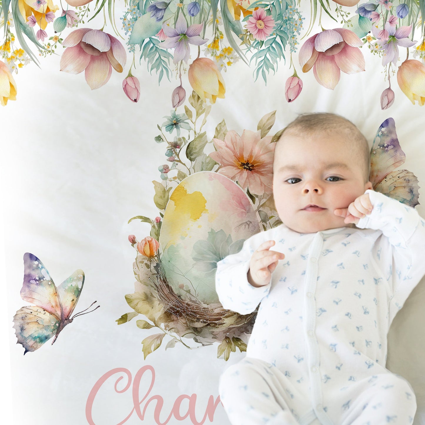 Personalized Easter Baby Name Blanket Girl