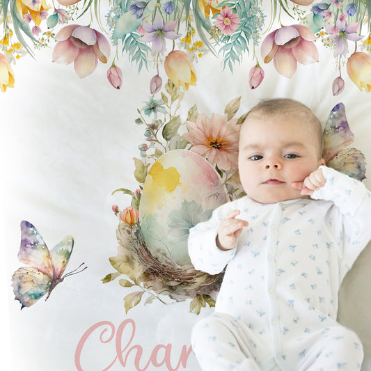 Personalized Easter Baby Name Blanket Girl