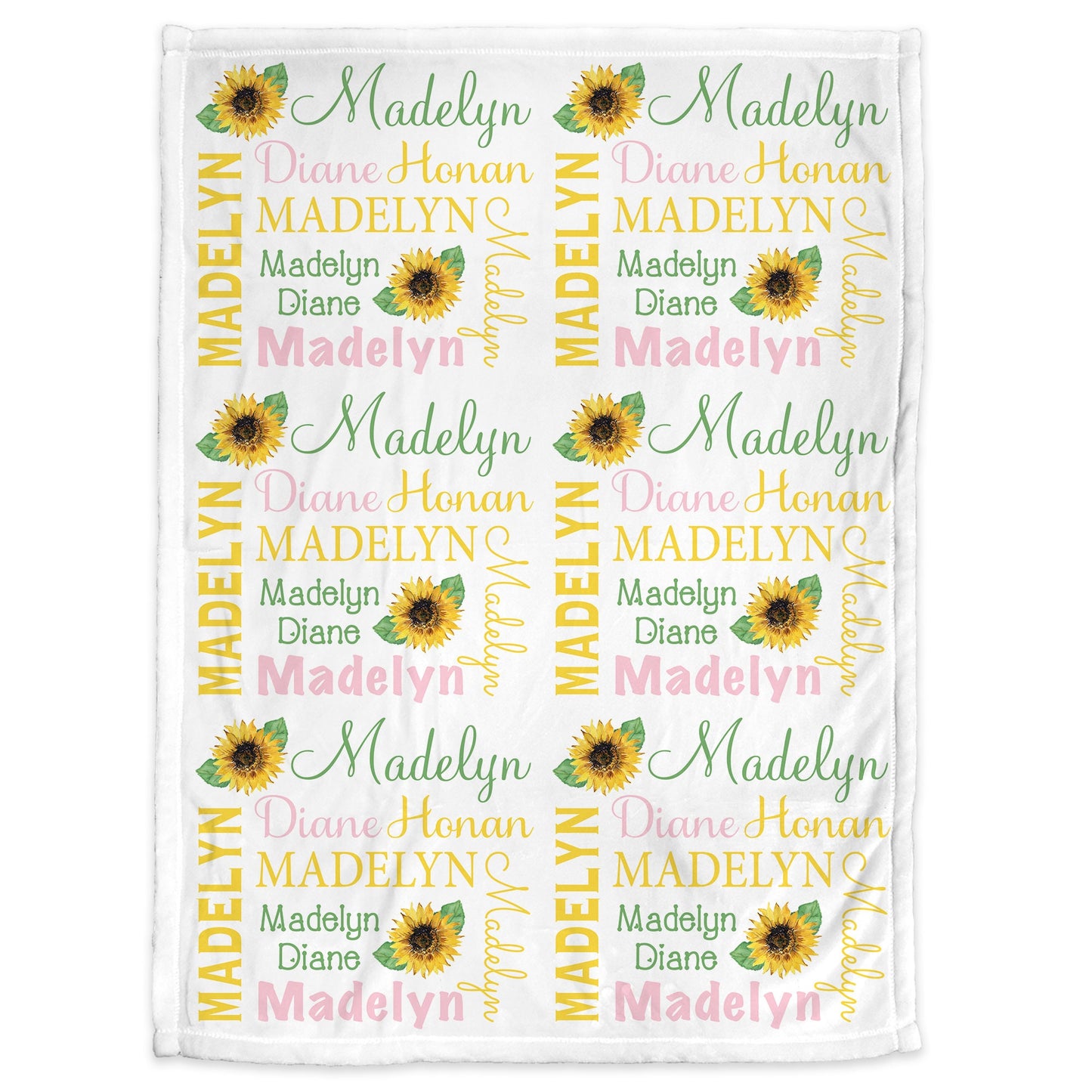 Personalized Sunflowers Baby Name Blanket Girl