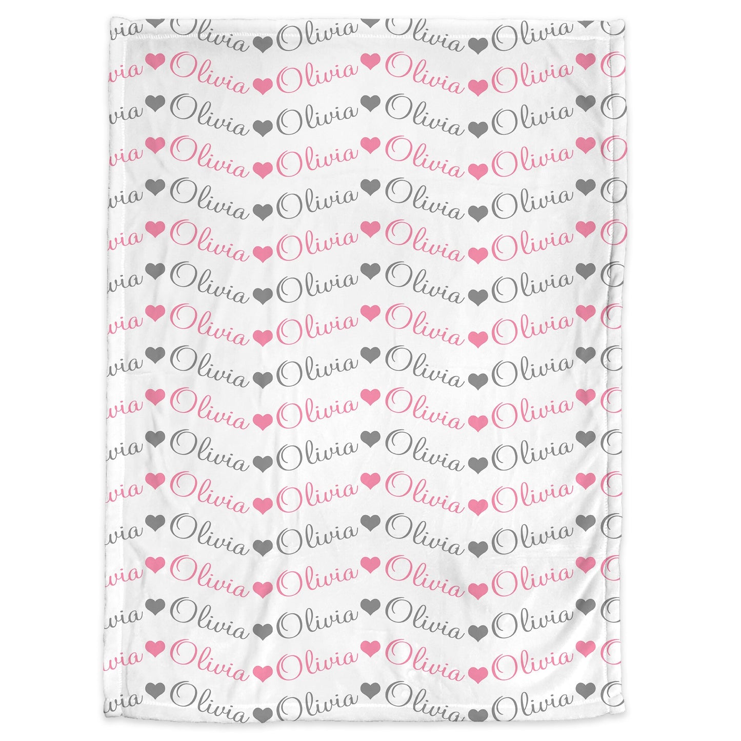 Personalized Hearts ChevronBaby Name Blanket Girl