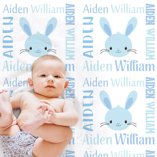 Personalized Easter baby name blanket, Blue