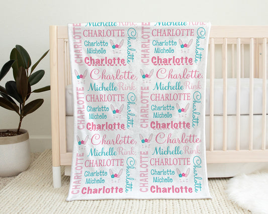 Personalized Bunny Baby Name Blanket