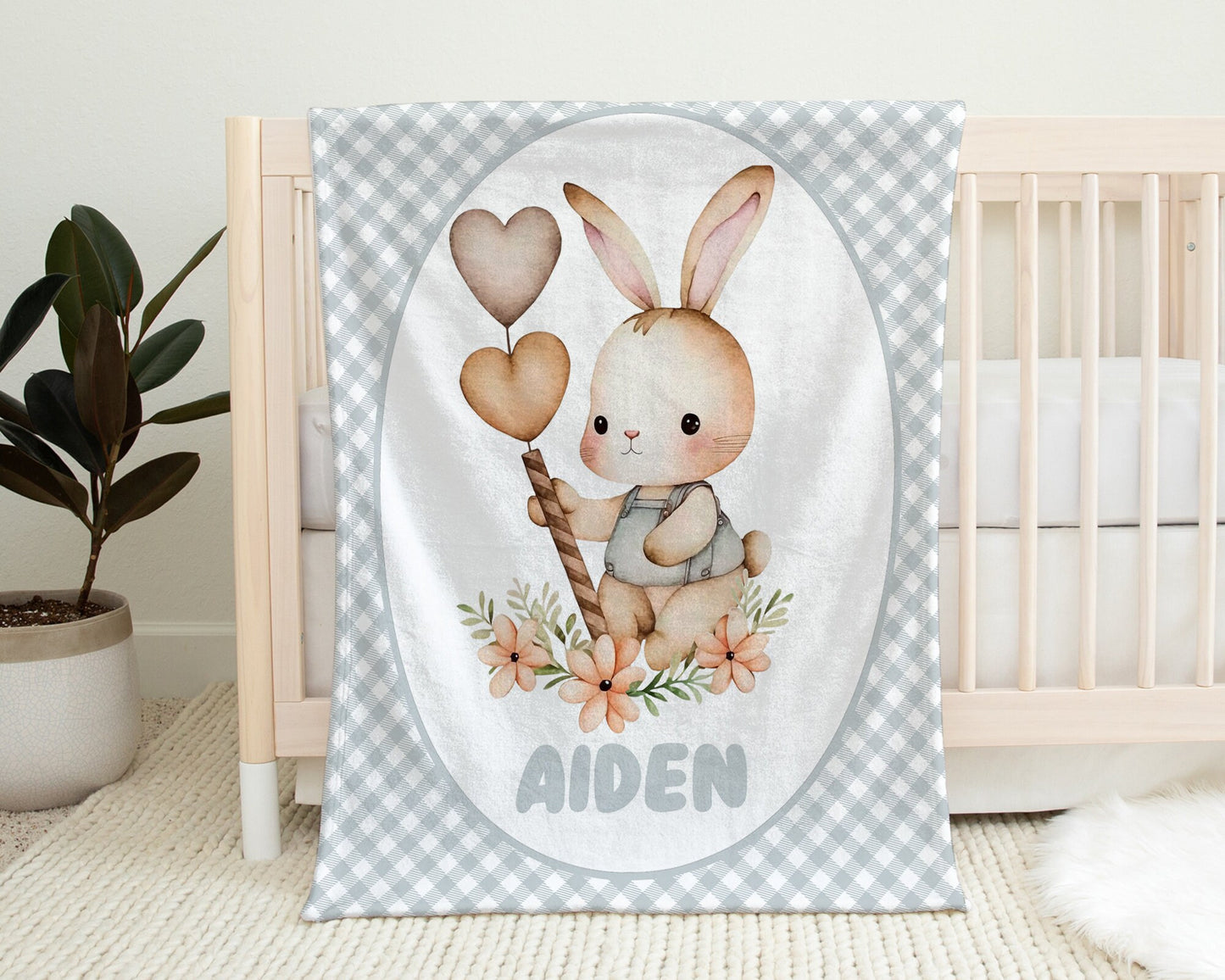 Personalized Bunny name blanket personalized
