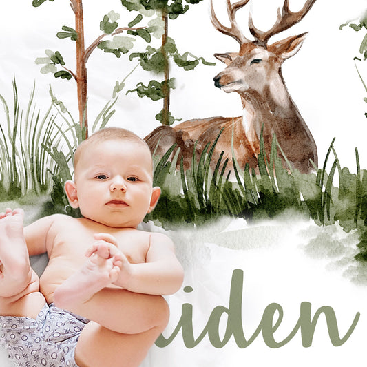 Personalized Elk baby name blanket