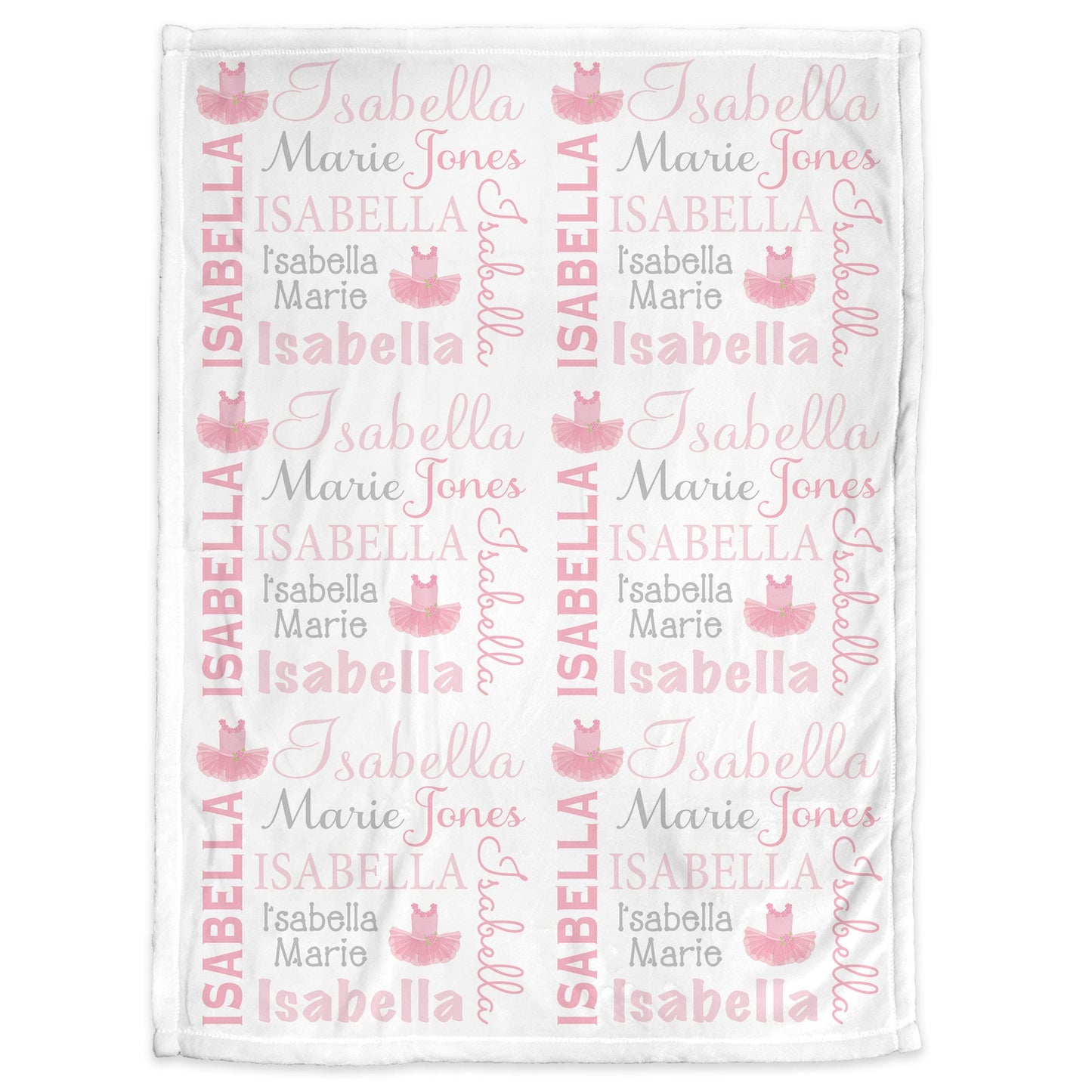 Personalized ballet theme baby name blanket, tutu girls blanket with name, newborn ballet tutu baby gift, ballet baby swaddle, pink and mint