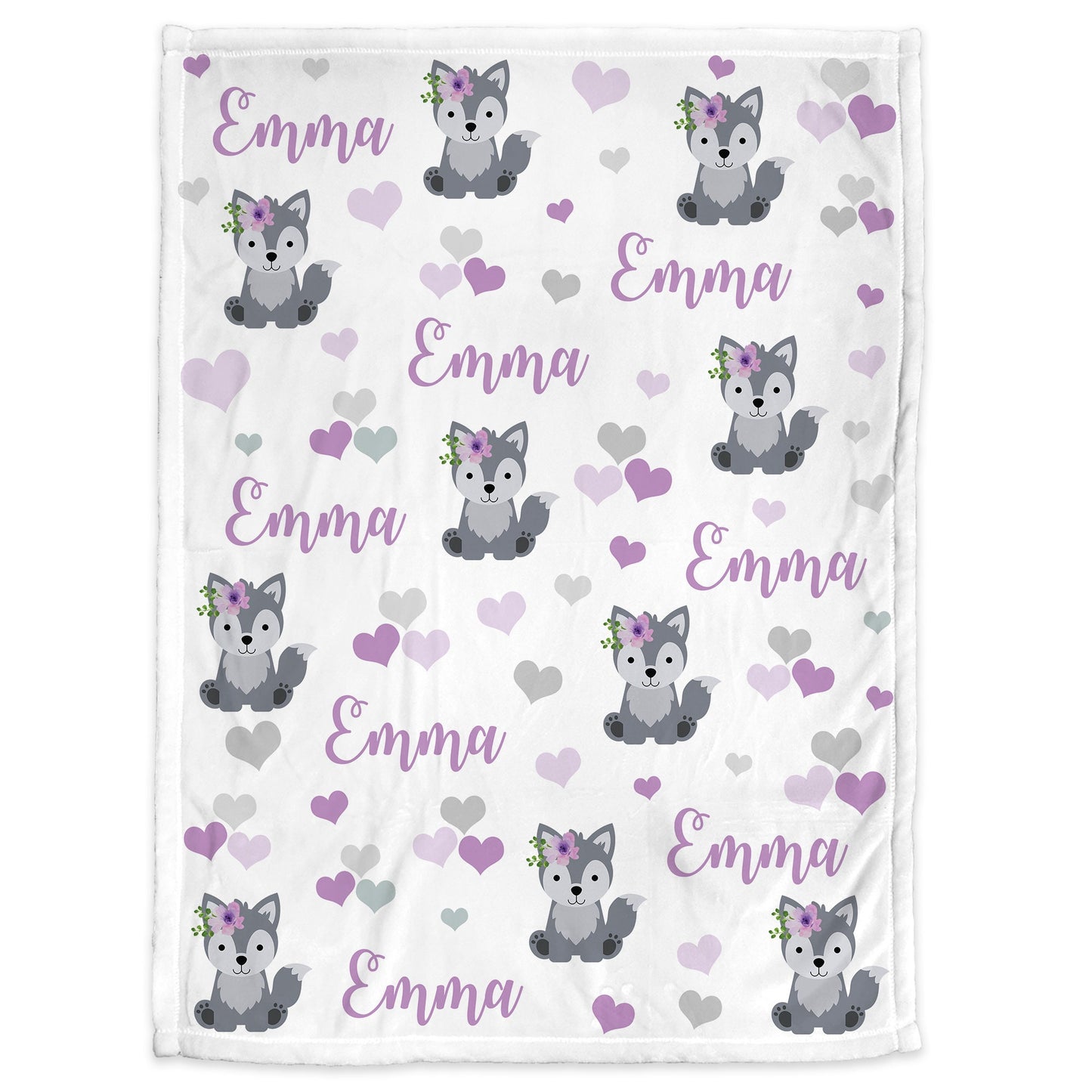 Personalized Wolf Baby Name Blanket Girl