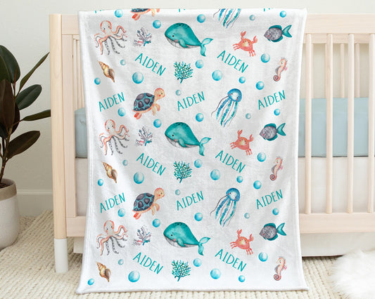 Personalized Under the Sea Blanket