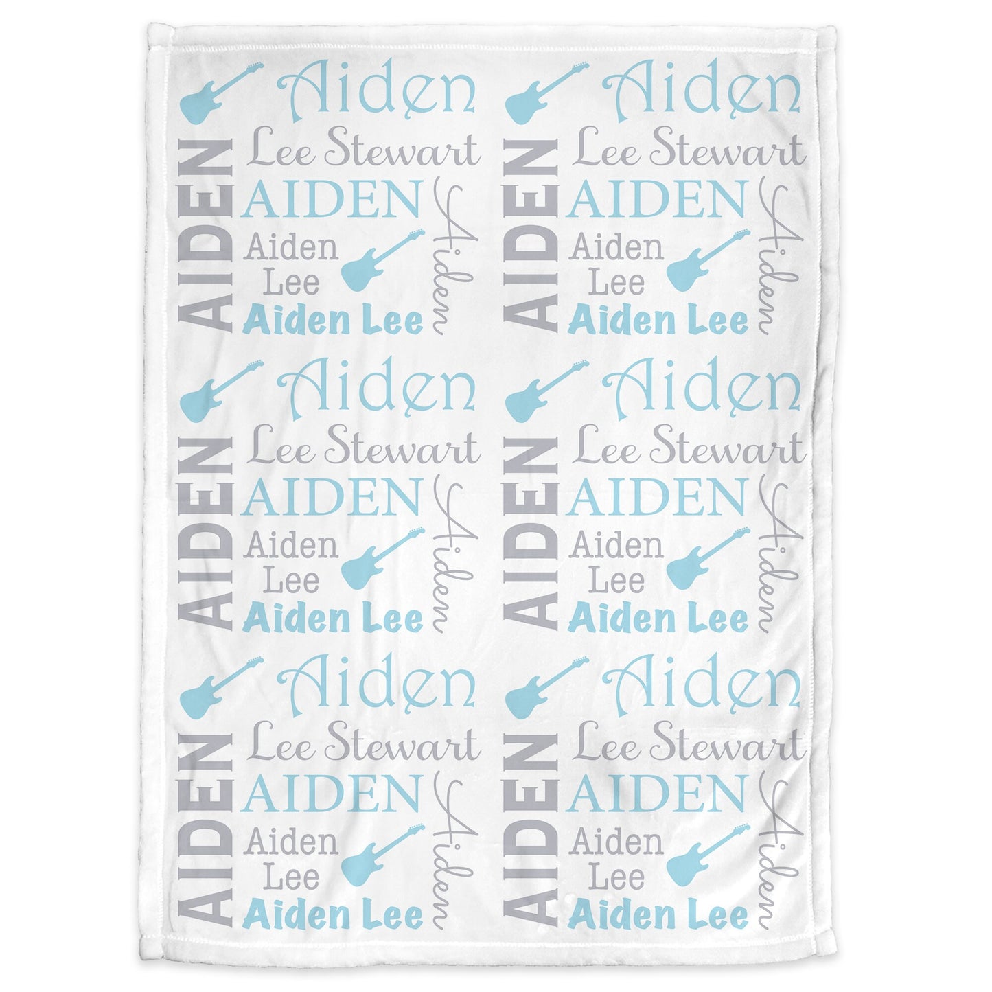 Personalized guitar Baby Name Blanket for boy