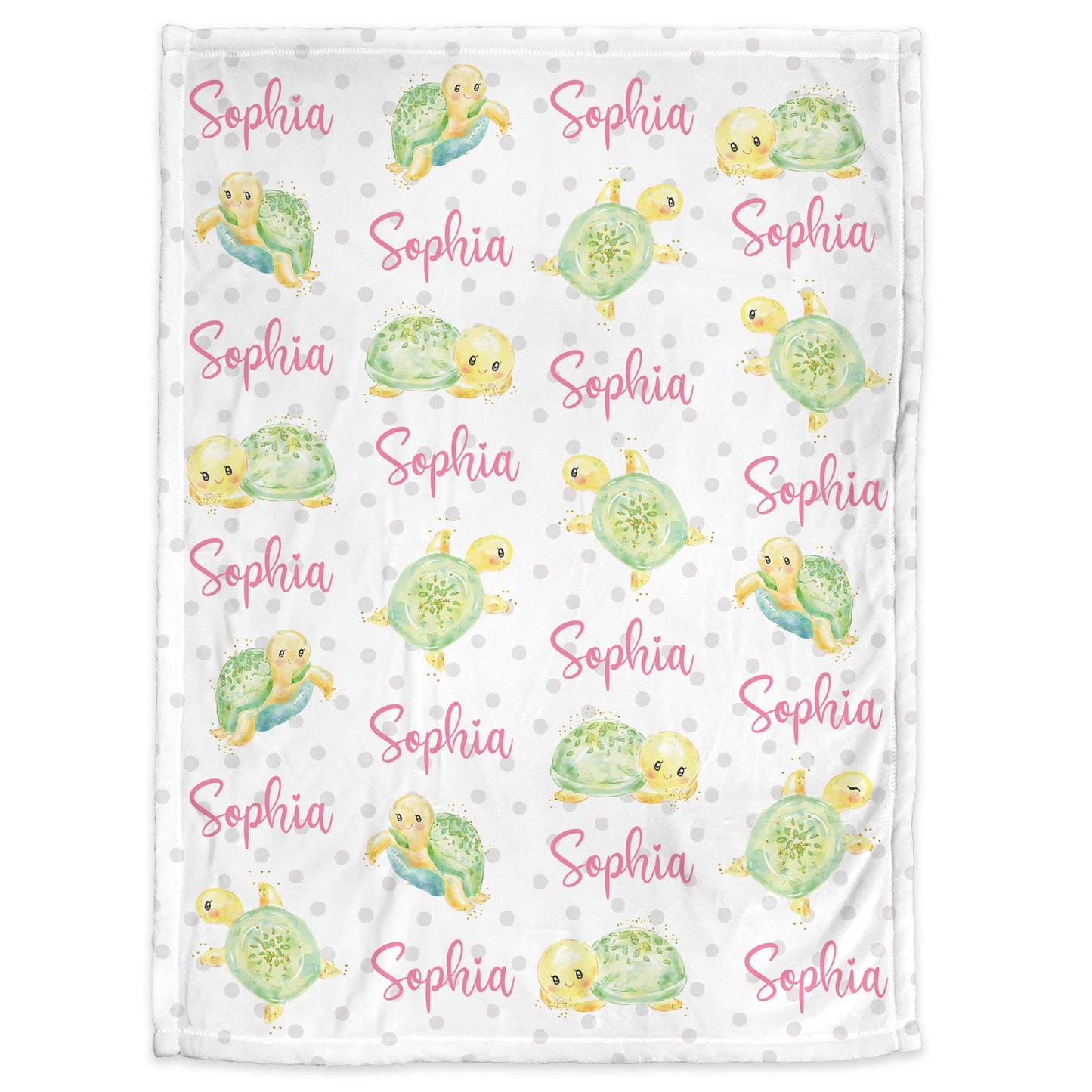 Personalized Turtle Baby Name Blanket Girl