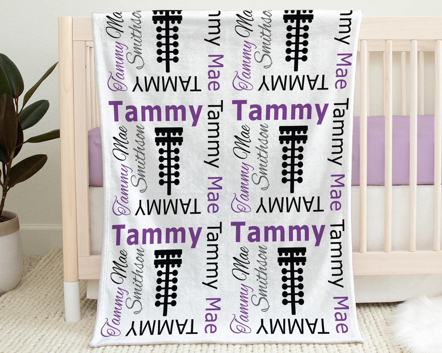 Personalized Drag Race Christmas Tree Baby Name Blanket Girl Purple