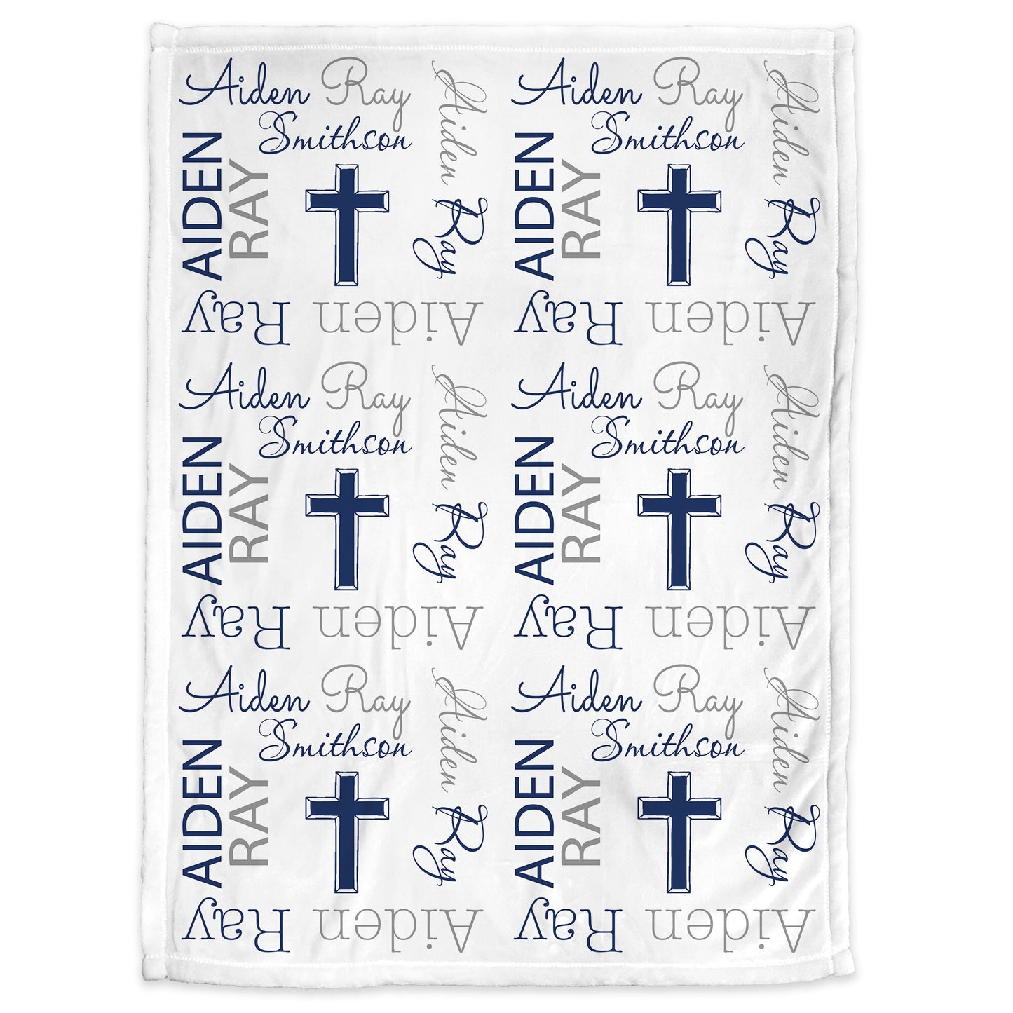 Personalized Baptism Crosses Baby Name Blanket Boy