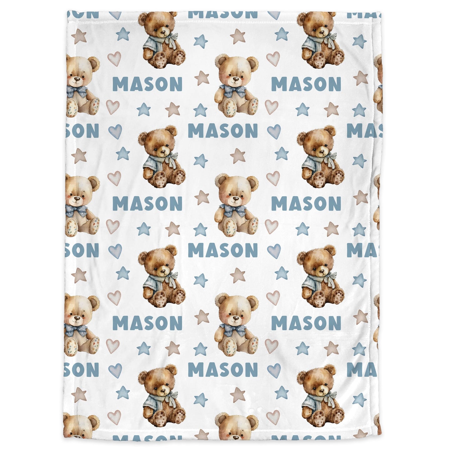Personalized Teddy bear baby name blanket