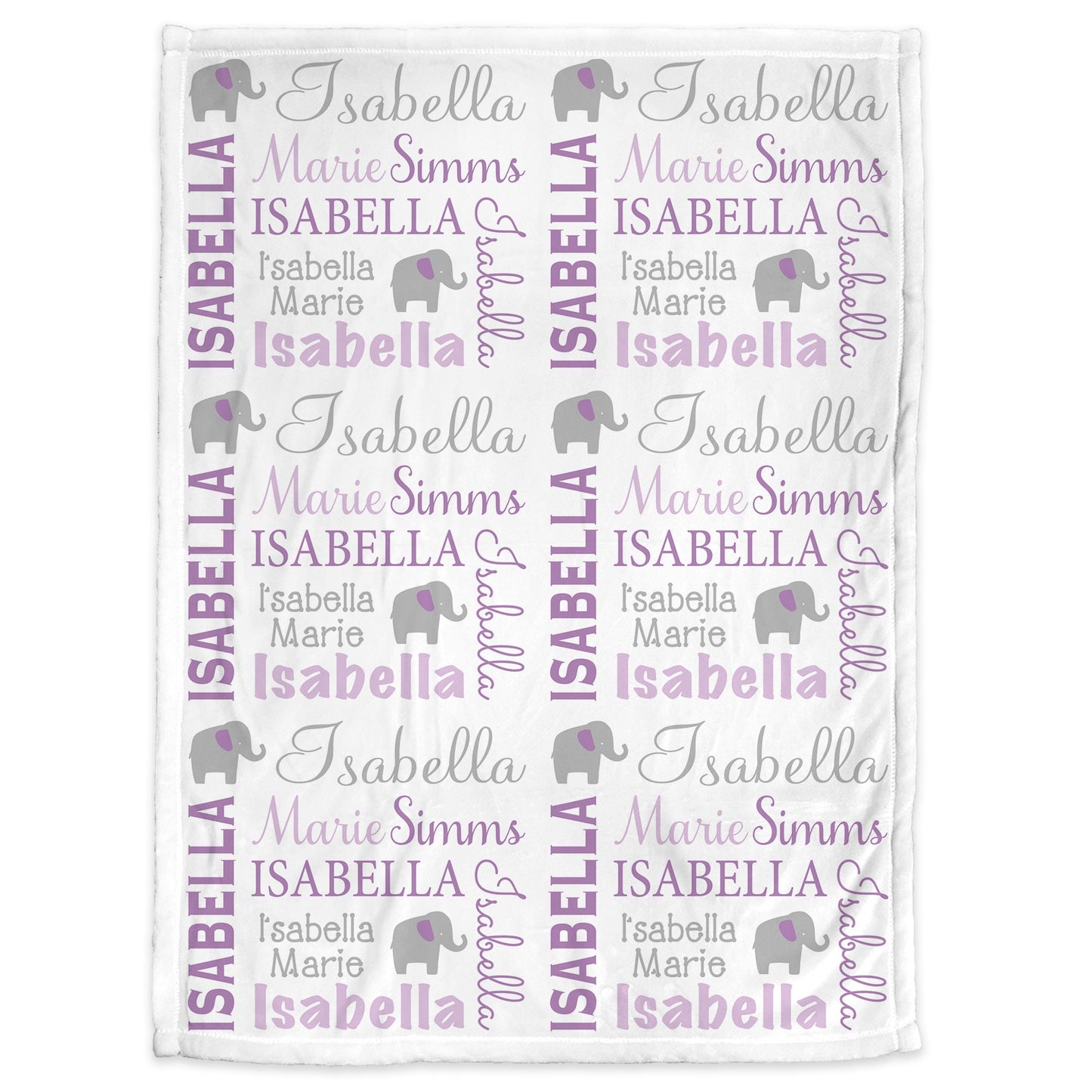 Elephant baby girl name blanket, personalized elephant swaddle blanket, elephants newborn baby gift, blanket with elephants (CHOOSE COLORS)