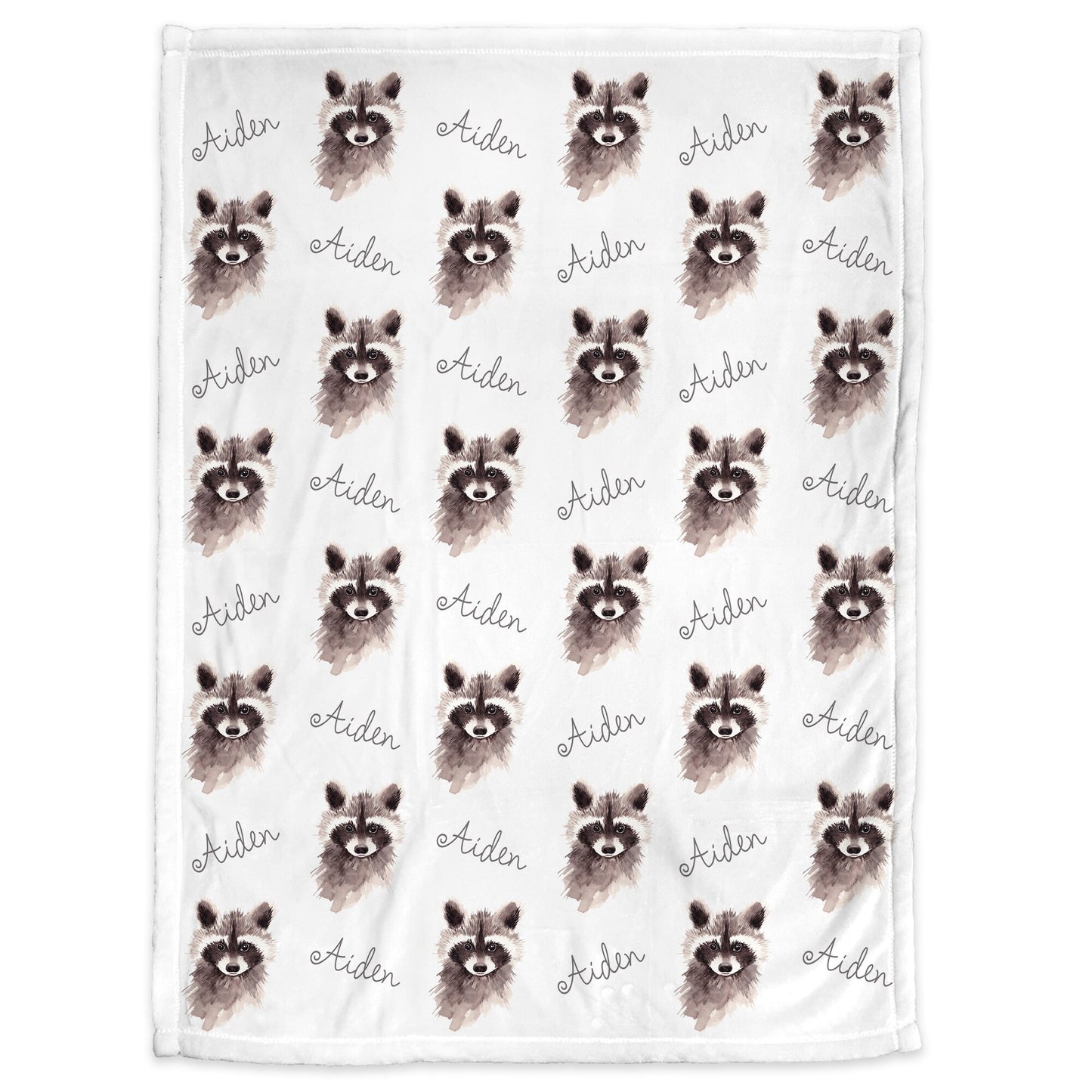 Personalized Raccoon baby name blanket