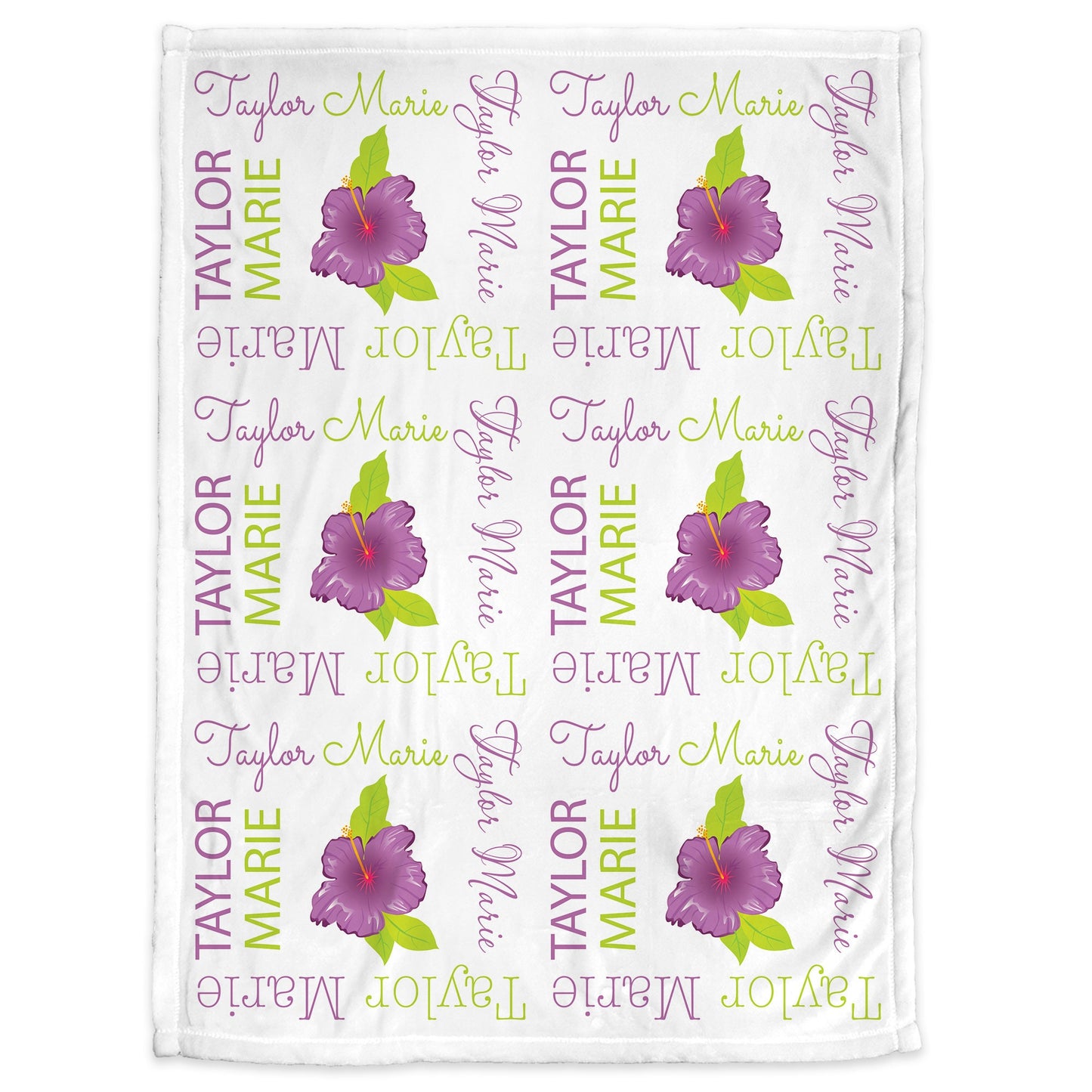 Personalized Hawaiian Hibiscus Baby Name Blanket Girl